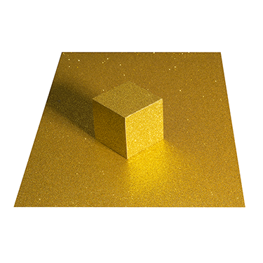 Gold A4 glitter card with a glitter card cube on top